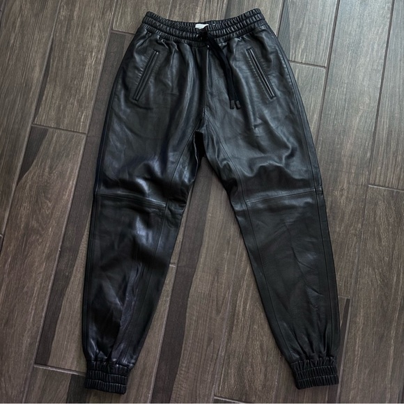 Coach Women’s Leather Joggers Track Pants in Black Sz 4 - Picture 4 of 7